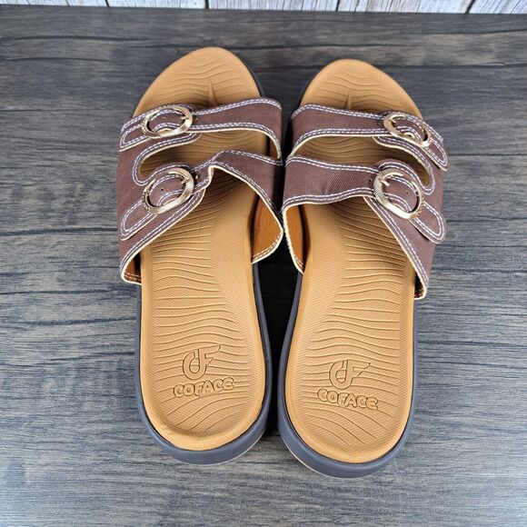 COFACE Dual Strap Orthotic Slides Sandals Women's Sz 11 Brown (VGC) - Picture 6 of 7